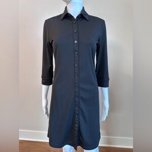 Express Black Button-Front Midi Shirt Dress
